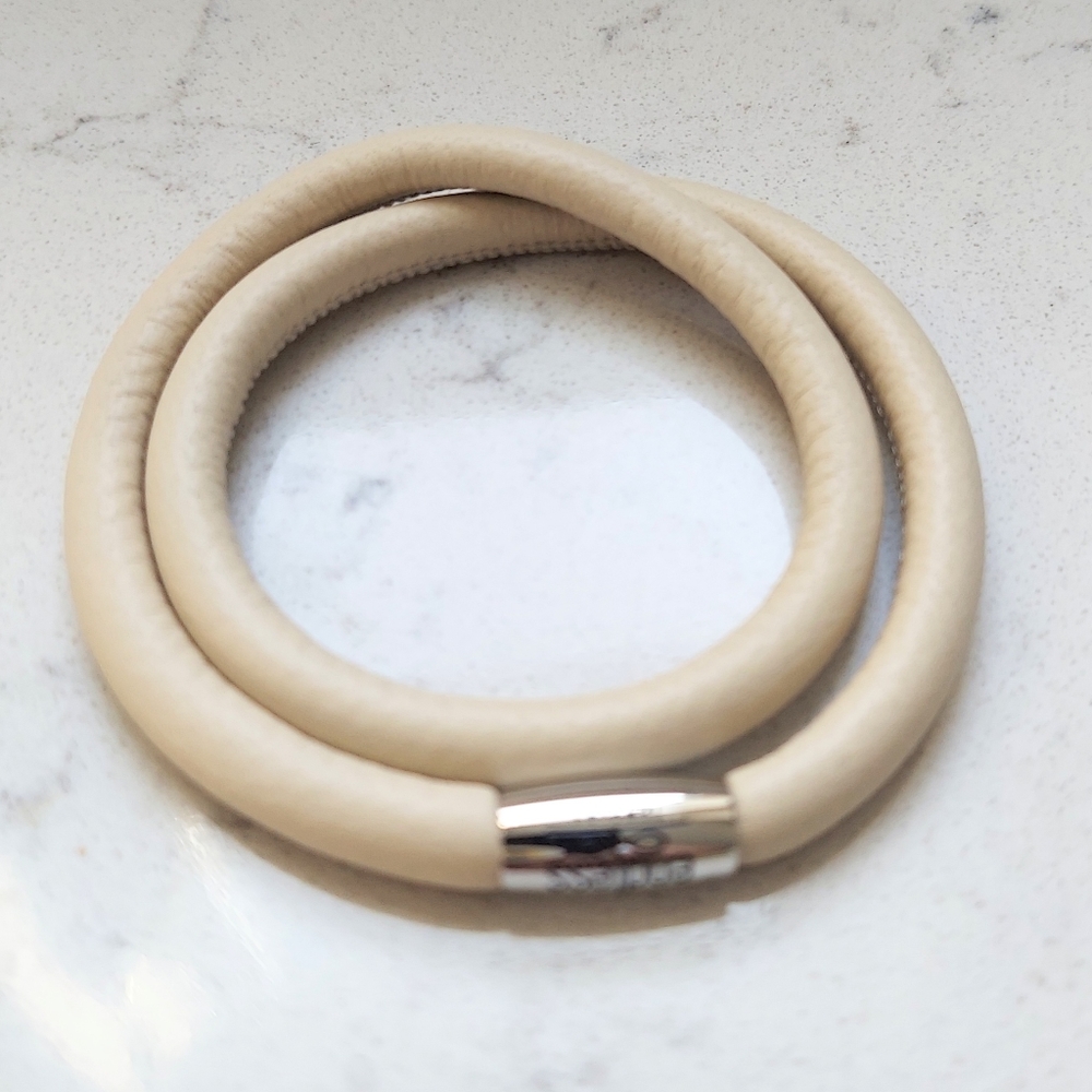 Endless Leather Charm Bracelet Double Wrap Tan Magnetic Clasp